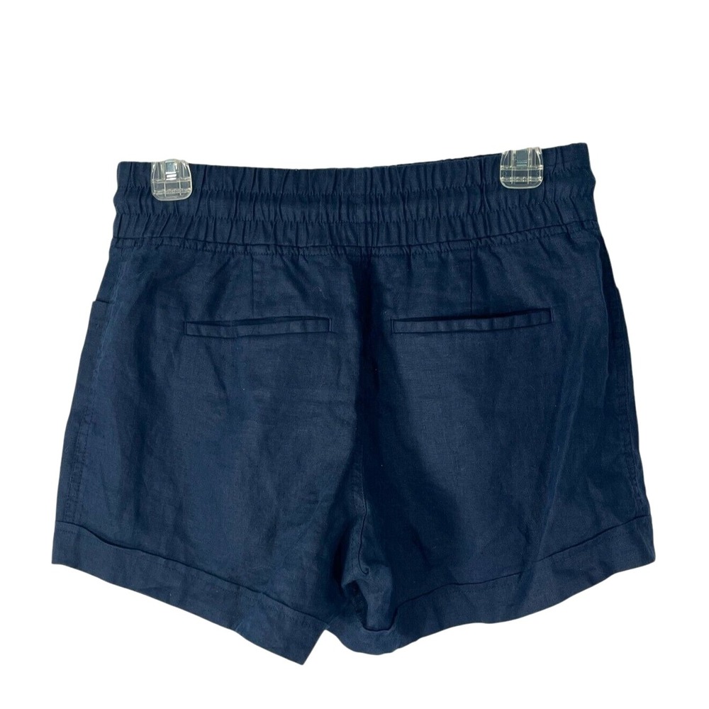 Athleta Women's Linen Elastic Waist Shorts 4 Waist 28" Inseam‎ 4" Blue